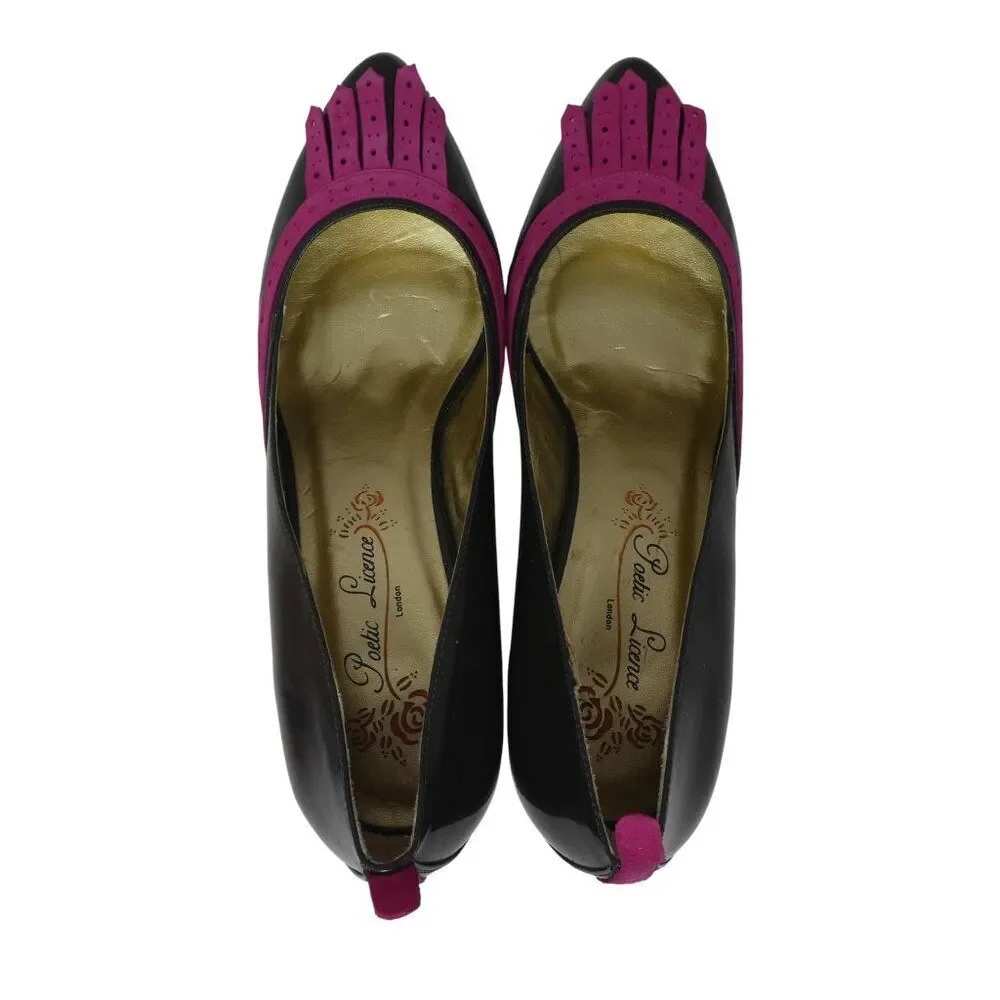 Poetic License Passion Brown Pink Fringe Patent Leather Pumps Heels Womens 10